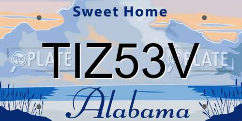 TIZ53V Alabama License Plate