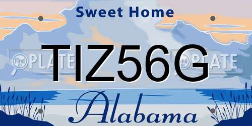 TIZ56G Alabama License Plate