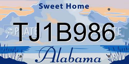 TJ1B986 Alabama License Plate