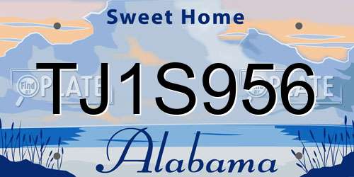 TJ1S956 Alabama License Plate