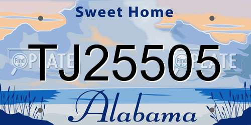 TJ25505 Alabama License Plate