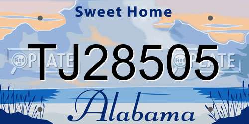 TJ28505 Alabama License Plate
