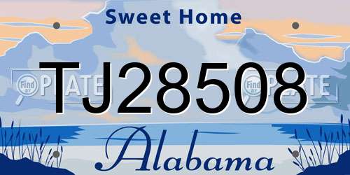 TJ28508 Alabama License Plate
