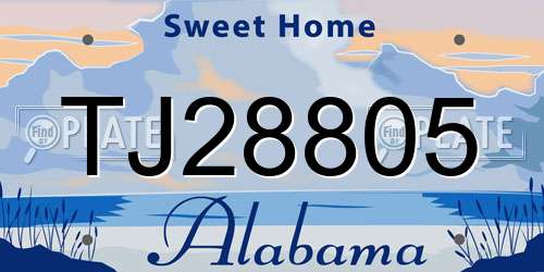 TJ28805 Alabama License Plate