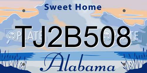 TJ2B508 Alabama License Plate