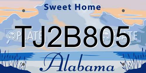 TJ2B805 Alabama License Plate