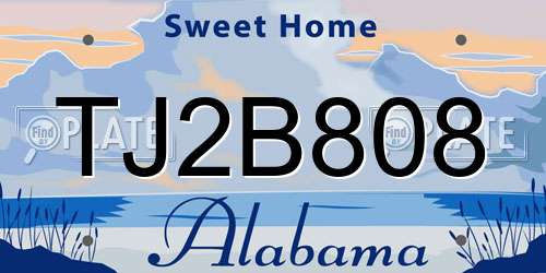 TJ2B808 Alabama License Plate