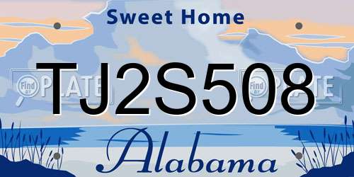 TJ2S508 Alabama License Plate