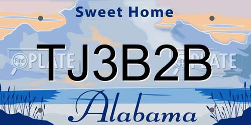 TJ3B2B Alabama License Plate