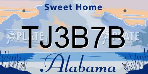 TJ3B7B Alabama License Plate