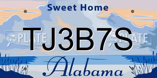 TJ3B7S Alabama License Plate