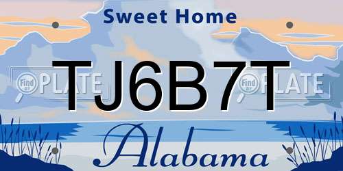 TJ6B7T Alabama License Plate