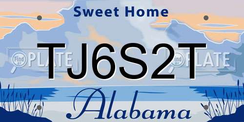 TJ6S2T Alabama License Plate