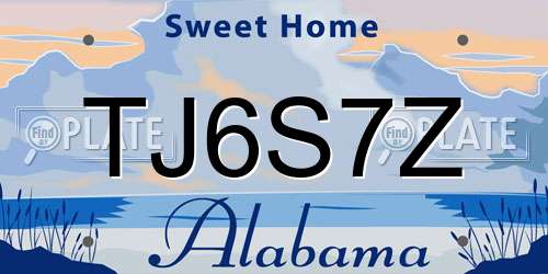 TJ6S7Z Alabama License Plate