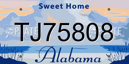 TJ75808 Alabama License Plate