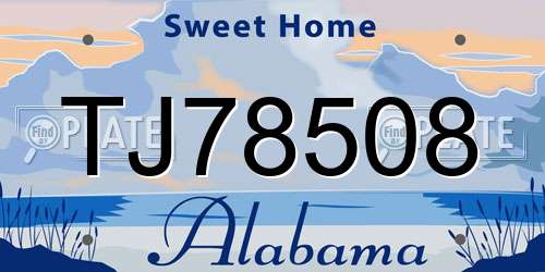 TJ78508 Alabama License Plate