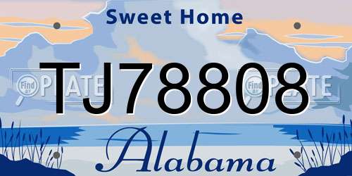 TJ78808 Alabama License Plate