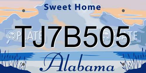 TJ7B505 Alabama License Plate