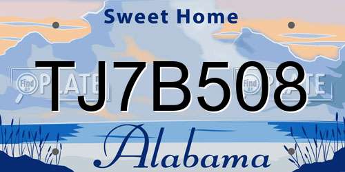 TJ7B508 Alabama License Plate