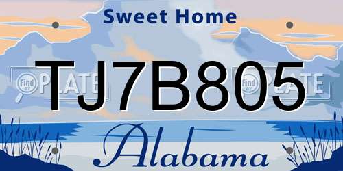 TJ7B805 Alabama License Plate