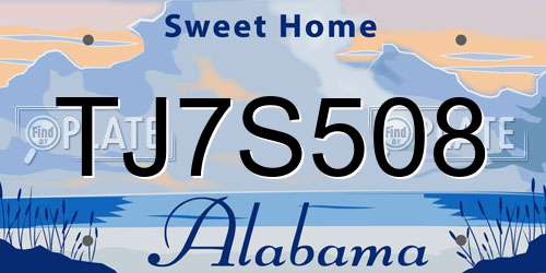 TJ7S508 Alabama License Plate