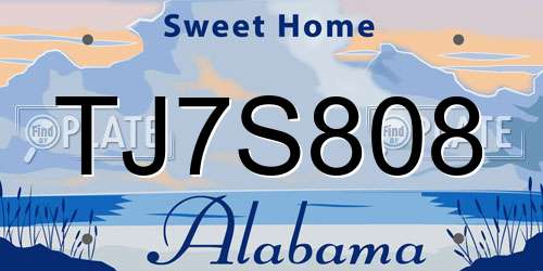TJ7S808 Alabama License Plate