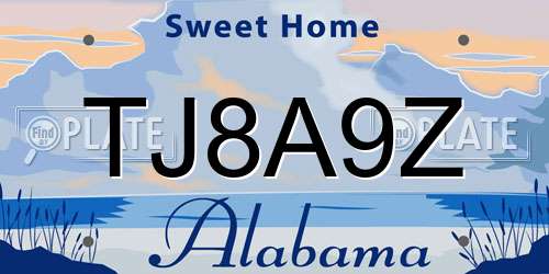 TJ8A9Z Alabama License Plate
