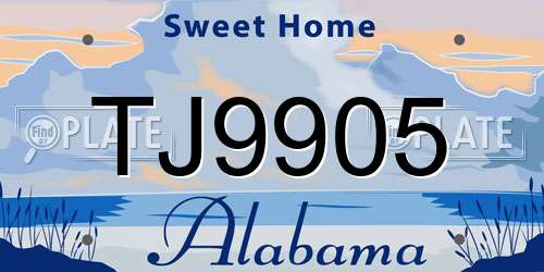 TJ9905 Alabama License Plate