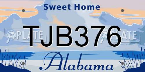 TJB376 Alabama License Plate