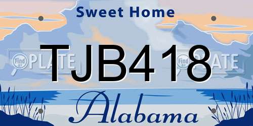 TJB418 Alabama License Plate