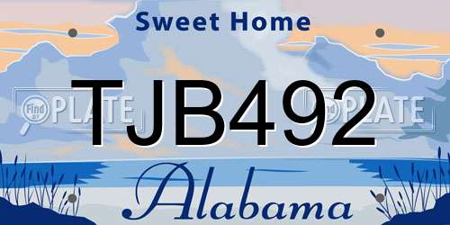 TJB492 Alabama License Plate