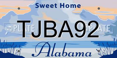 TJBA92 Alabama License Plate