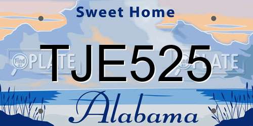 TJE525 Alabama License Plate