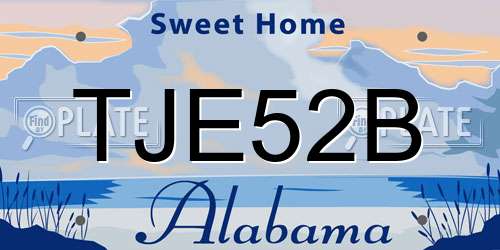 TJE52B Alabama License Plate