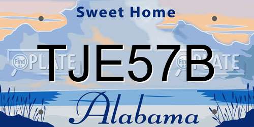 TJE57B Alabama License Plate