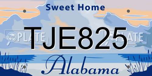 TJE825 Alabama License Plate
