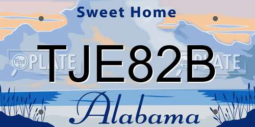 TJE82B Alabama License Plate