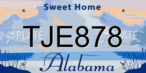TJE878 Alabama License Plate