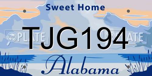 TJG194 Alabama License Plate