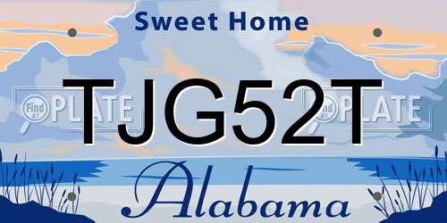 TJG52T Alabama License Plate