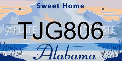TJG806 Alabama License Plate