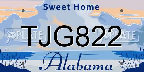 TJG822 Alabama License Plate