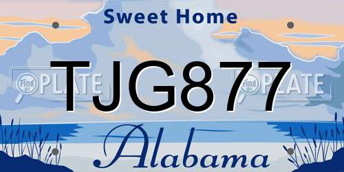 TJG877 Alabama License Plate