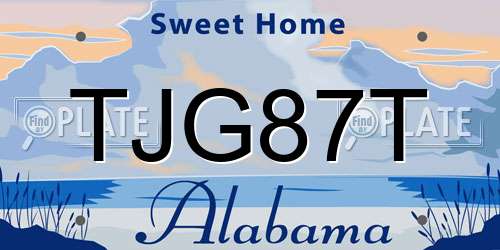TJG87T Alabama License Plate