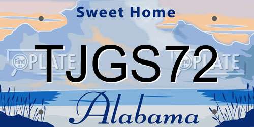 TJGS72 Alabama License Plate