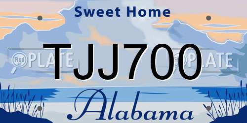 TJJ700 Alabama License Plate