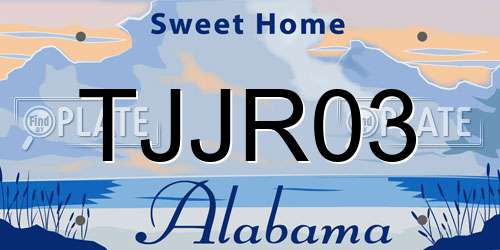 TJJR03 Alabama License Plate
