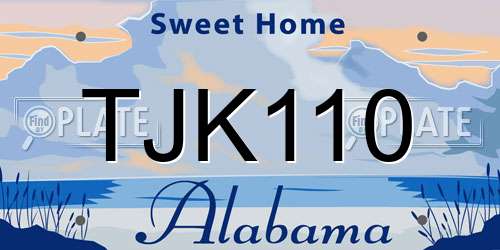 TJK110 Alabama License Plate