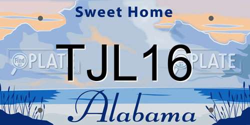 TJL16 Alabama License Plate