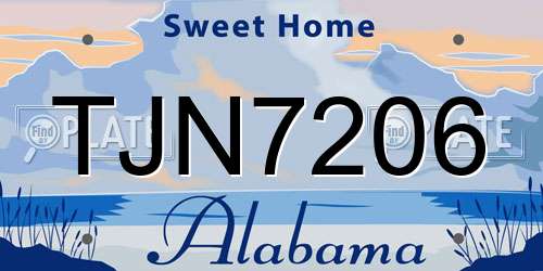 TJN7206 Alabama License Plate
